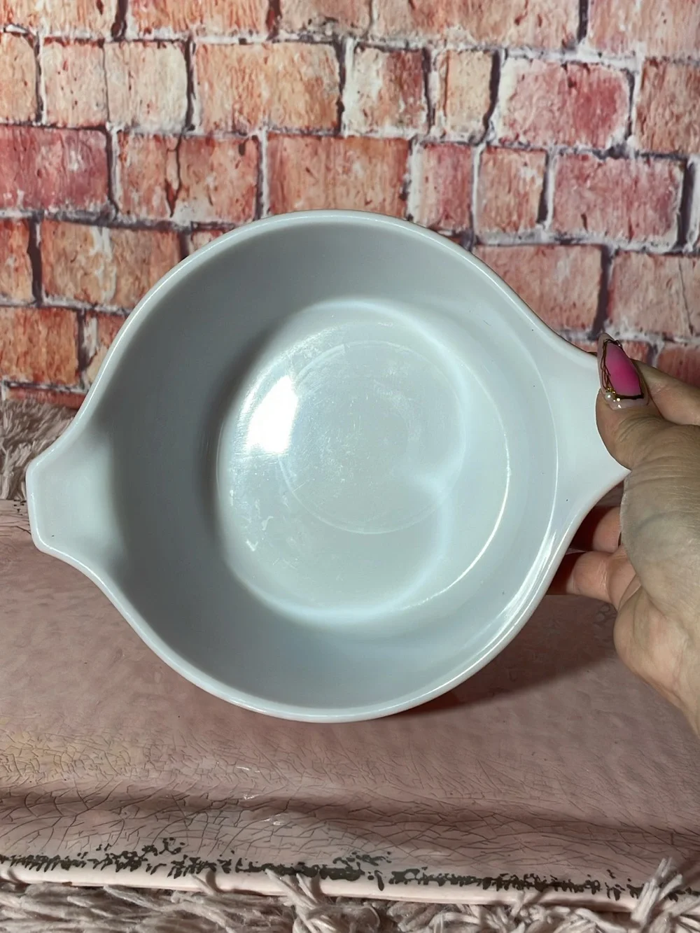 Pyrex Brown Dish with Cream Floral Vine Pattern